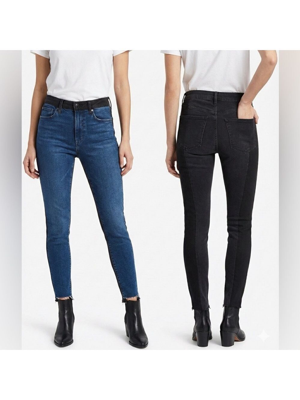 GOOD AMERICAN Good Waist Skinny Jeans 2 Colour 5 Pocket Raw Step Hem US Sz 4 27